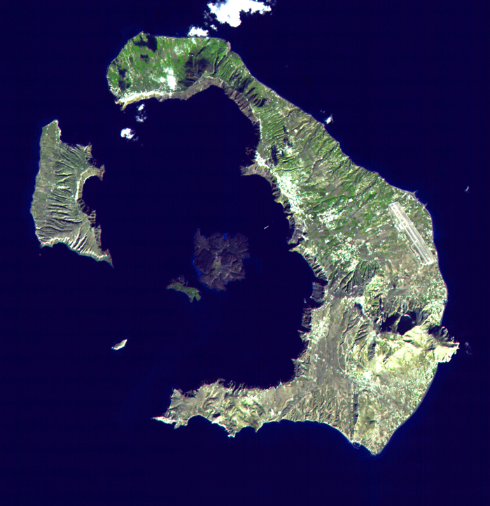 Δορυφορική εικόνα της Σαντορίνης